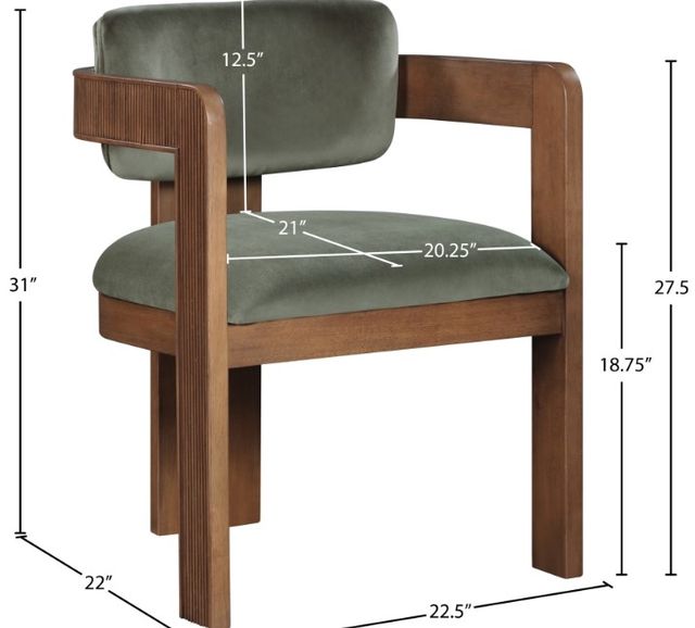 Meridian Furniture Sacha Green/Walnut Velvet Dining Chair-2