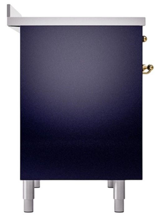 Ilve® Nostalgie II Noblesse 40'' Midnight Blue Pro Style Induction Range with Brass Trim-2