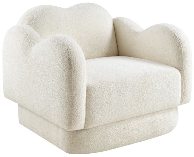 Meridian Furniture Bloom Cream Teddy Fabric Accent Chair-0
