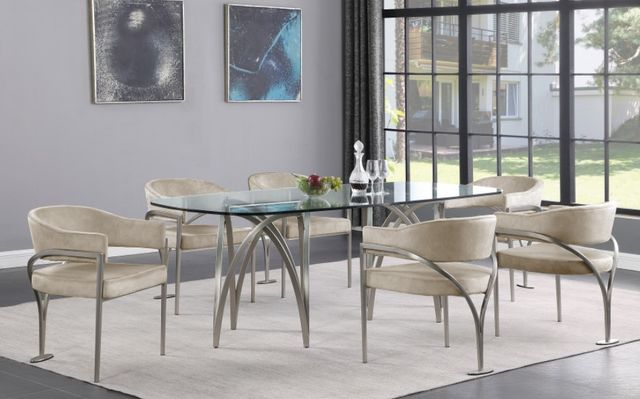 Meridian Furniture Madelyn Clear/Silver Dining Table-3