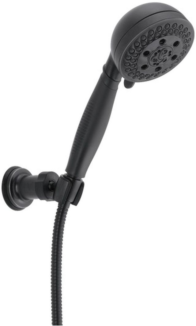 Delta Universal Showering Matte Black H2Okinetic® 5-Setting Adjustable Wall Mount Hand Shower-0