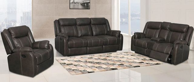 American Wholesale Furniture Gin Rummy Charcoal Manual Double Reclining Sofa-1