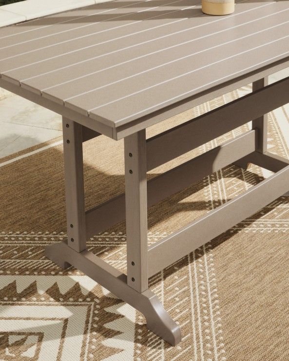 Signature Design by Ashley® Sandy Dune Medium Brown Aluminum/Plastic Outdoor Counter Table-4