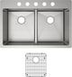 Elkay Crosstown® 3-Piece Polished Satin 33" x 22" x 9" 5-Hole Equal Double Bowl Dual Mount Sink Set with Aqua Divide-1
