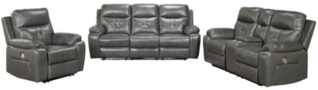 Mazin Furniture Primus Grey Power Reclining Loveseat with Center Console-3