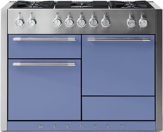 AGA™ Mercury 48" Stainless Steel Pro Style Dual Fuel Range with Carnaby Blue Door-0