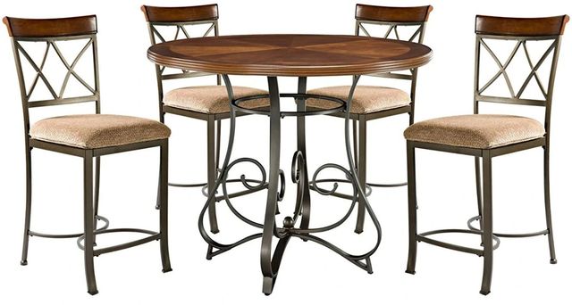 Powell® Hamilton 5-Piece Bronze/Medium Cherry/Taupe Gathering Table Set-0