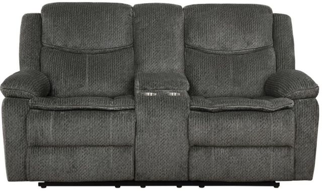 Coaster® Jennings Charcoal Power Reclining Upholstered Loveseat with Console-2