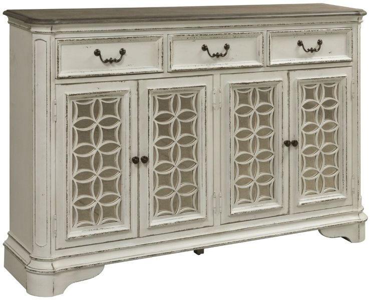 Liberty Furniture Magnolia Manor Antique White/Weathered Bark Hall ...