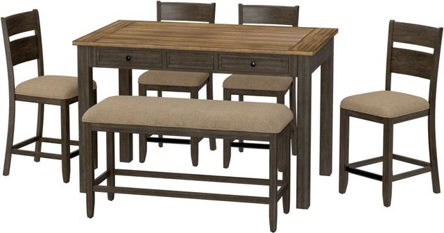 Emerald Home Sarasota 6-Piece Brown/Dark Brown Counter Table Set-0