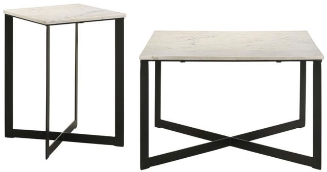 Coaster® Tobin 2-Piece White Occasional Table with Black Base Set-0