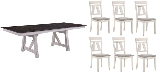 New Classic® Home Furnishings Maisie 7-Piece Dark Brown/White Dining Table Set-0