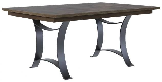 Country View Woodworking Customizable Aurora Sap Cherry Top 48" Dining Table with 2-Leaves and Metal Base-0