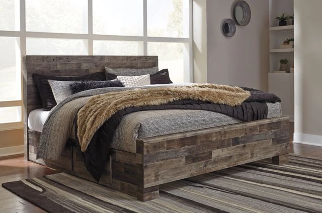 Benchcraft® Derekson Multi Gray Queen Panel Bed with 2 Side Storage-1