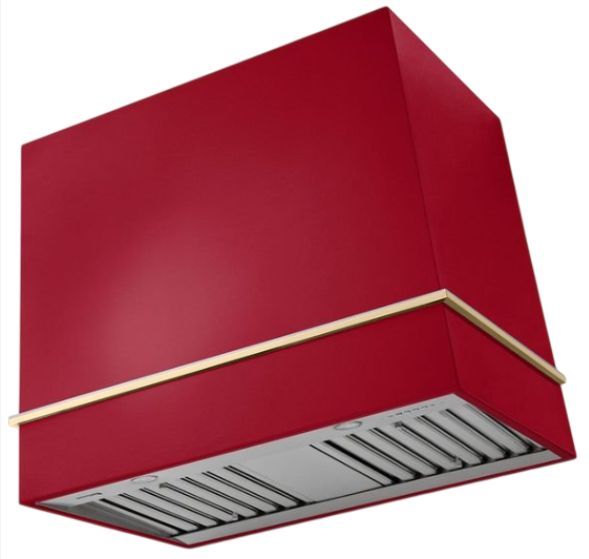 AGA Loge 36" Piccadilly Red Wall Mounted Range Hood with Polished Brass Trim-0