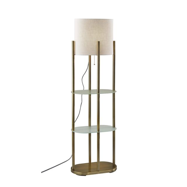 Adesso® Norman Antique Brass Shelf Floor Lamp-0