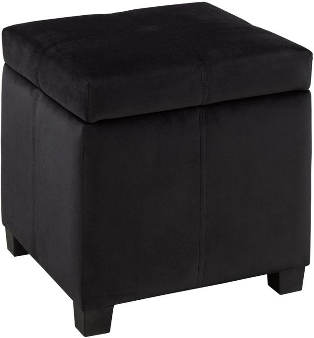 Brassex Inc. Black Storage Ottoman-0