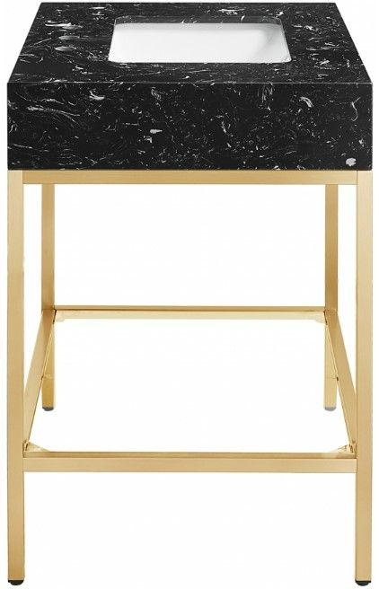 Meridian Furniture Marmo Black/Brushed Brass 30" Bathroom Vanity-2