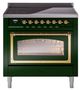 Ilve® Nostalgie II Noblesse 36'' Emerald Green Pro Style Induction Range with Brass Trim-0