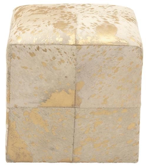 Deco Marche U Select Beige/Gold Ottoman with Patchwork Pattern-1