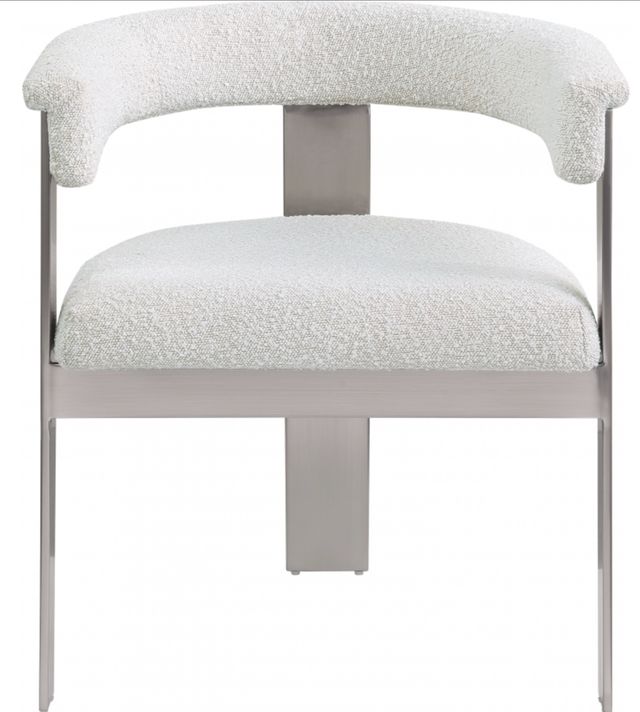Meridian Furniture Romeo Cream/Chrome Boucle Upholstered Dining Chair-1
