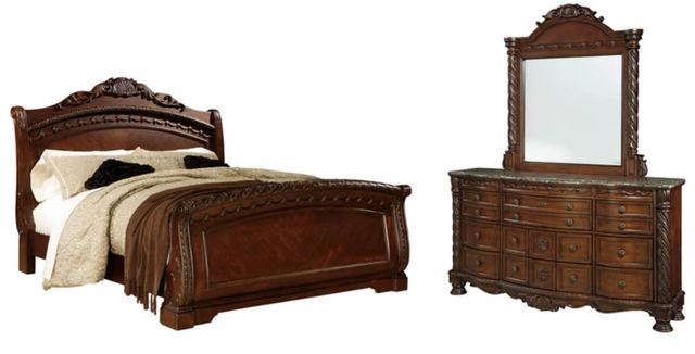 Millennium® by Ashley® North Shore 3-Piece Dark Brown King Sleigh Bed Set-0