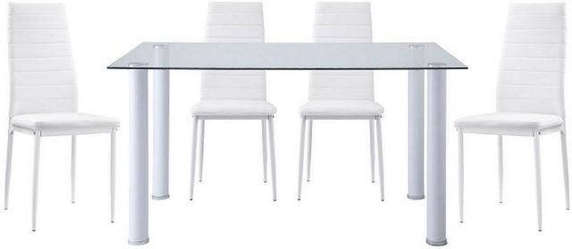 Homelegance® Florian 5-Piece White Glass Dining Table Set-0