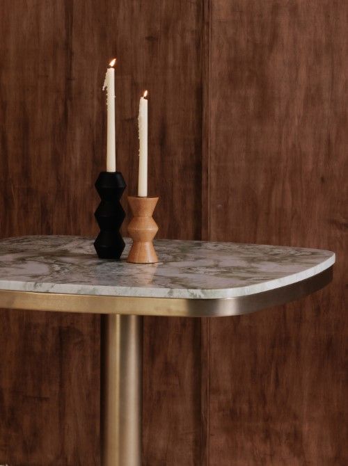 Moe's Home Collection Sequence Black Large Wooden Candle Holder-3