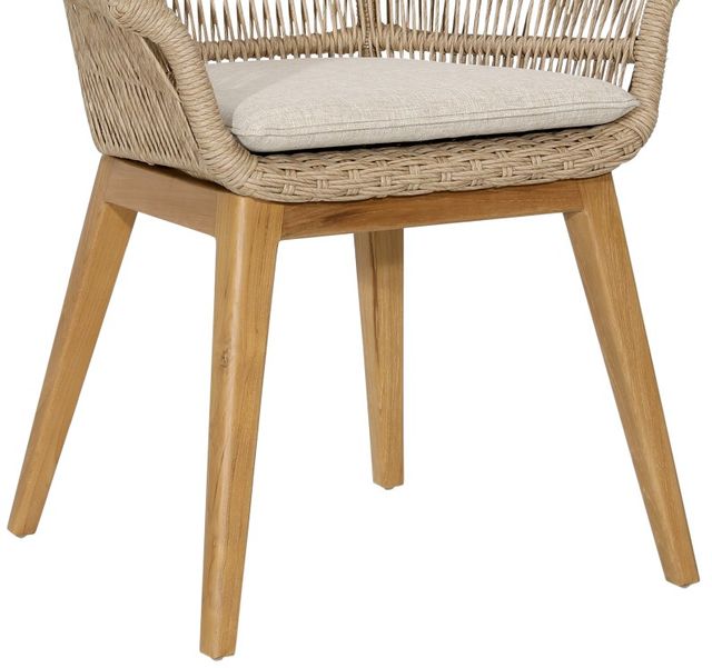 Dovetail Furniture Kenna Ivory/Natural Aluminum/Fabric/Rattan/Teak Outdoor Dining Chair-2