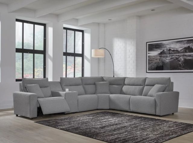 Signature Design by Ashley® Modmax II 6-Piece Pepper/Salt Power Reclining Sectional with Storage Console-2