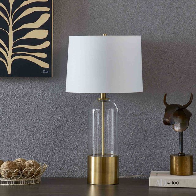 Renwil® Theodore 2-Piece Antique Brass/Clear/Off-White Table Lamp Set-4