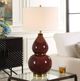 Uttermost® Gourd Burgundy Table Lamp with Antique Brass Accent-1