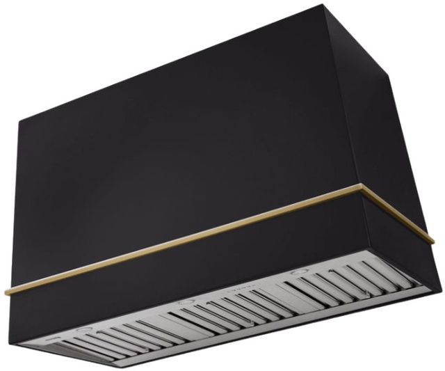 AGA Loge 48" Matte Black Wall Mounted Range Hood  with Antique Brass Trim-0