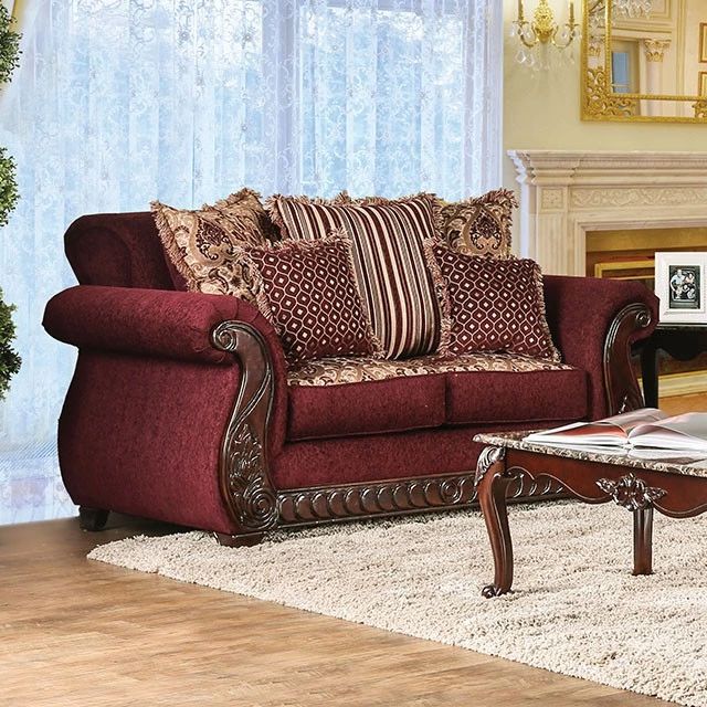 Furniture of America® Tabitha Wine Loveseat-0