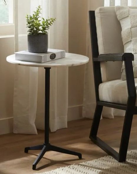 Renwil® Barker Natural White Side Table with Black Base-3