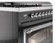 Ilve® Nostalgie II Noblesse 48'' Glossy Black Pro Style Dual Fuel Range with Chrome Trim-4