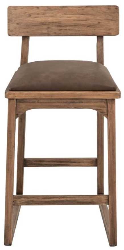 International Furniture Direct Balam Gunmetal/Stained Brown Upholstered Barstool-2