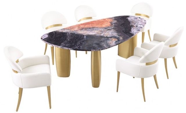Furniture of America® Northwich Black/Gray Dining Table with Matte Gold Base-2