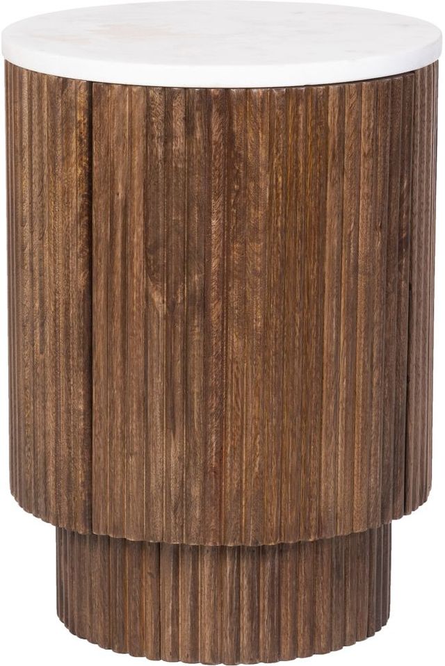 Worldwide Homefurnishings Inc. Reyna Marble Top Accent Table with Walnut Base-0