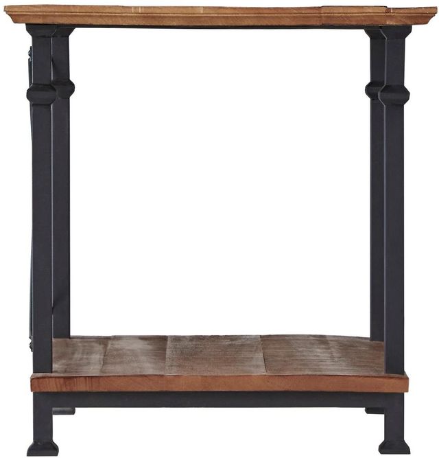 Mazin Furniture Factory Brown End Table with Black Metal Frame -2