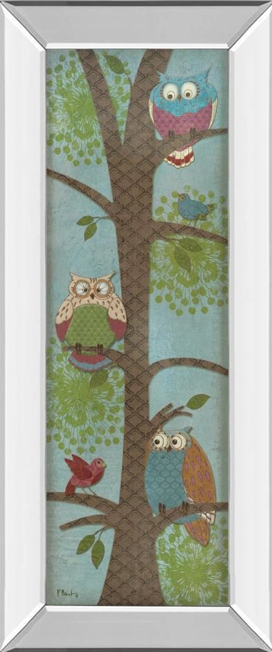 Classy Art Fantasy Owls Panel Il by Paul Brent Mirror Framed Wall Art-0