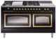 Ilve® Nostalgie II Noblesse 60'' Glossy Black Pro Style Dual Fuel Range with Brass Trim-0