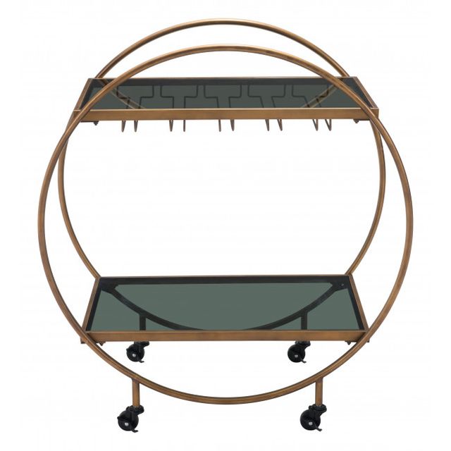 Zuo® Modern Arc Gold and Black Bar Cart-2