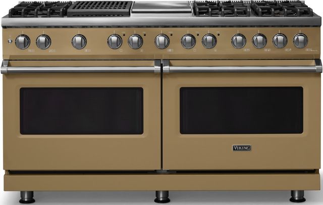 Viking® 5 Series 60" Golden Hour Pro Style Dual Fuel (NG) Range with Polished Chrome Trim-0