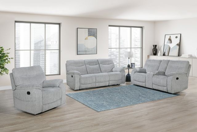 New Classic® Home Furnishings Chablis Mist Gray Manual Glider Recliner-1