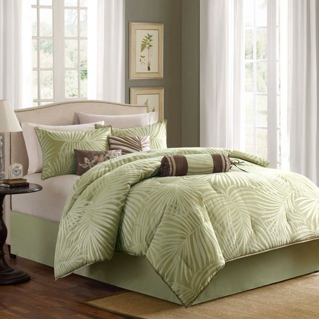 Olliix by Madison Park 7 Piece Green Queen Freeport Comforter Set-0