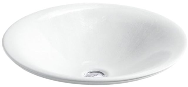Kohler Sartorial™ Herringbone Carillon® White Sartorial Herringbone 17.5" Round Drop-In Bathroom Sink, No Overflow-0