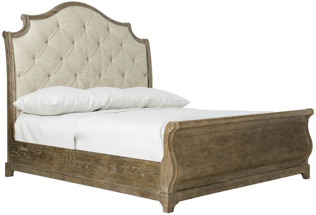 Bernhardt Rustic Patina Upholstered Queen Sleigh Bed-1