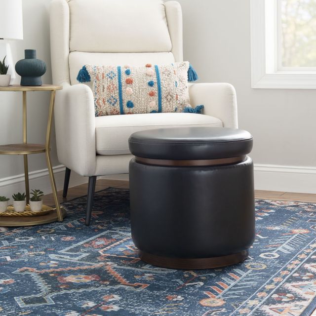 Linon Sunny Black Storage Ottoman-1
