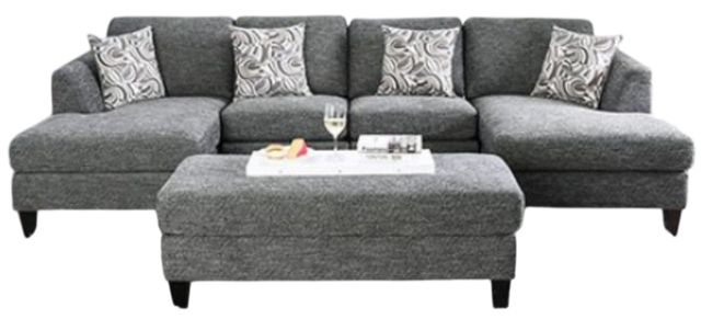 Furniture of America® Lowry 4-Piece Gray U-Shape Sectional with Ottoman-0